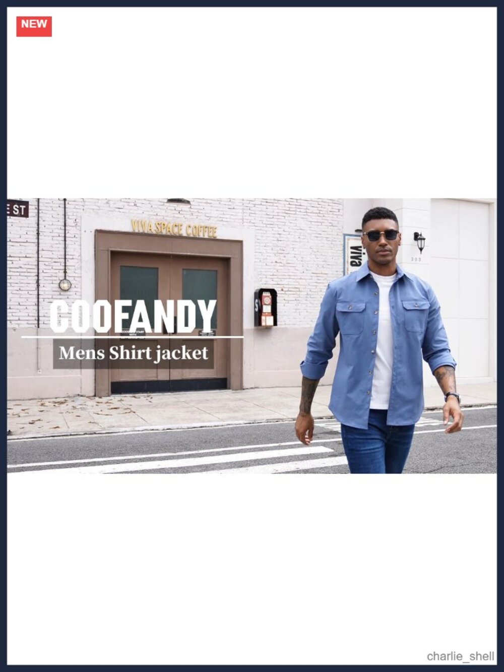 COOFANDY Overshirt Jacket Long Sleeve Button Up Flap Pockets Regular Fit - Picture 6 of 6